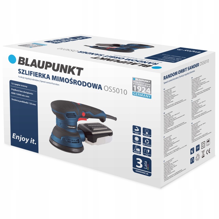 Szlifierka Mimośrodowa Oscylacyjna Elektryczna regulacja 12 x Tarcz