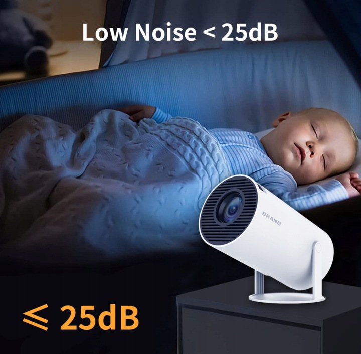 PROJEKTOR RZUTNIK LED ANDROID OBROTOWY 4K TV WIFI GŁOŚNIK BLUETOOTH HD 2025