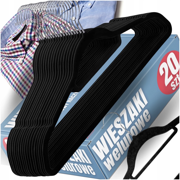 20x WIESZAKI WELUROWE NA UBRANIA DO SZAFY WIESZAK WELUROWY MEBLOWY