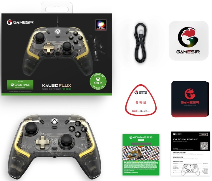 Kontroler Pad przewodowy GameSir K1 Kaleid Flux GamePad LED do Xbox PC