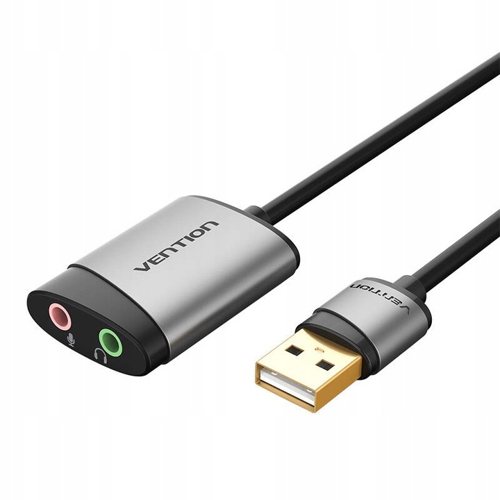 2 x Vention Zewnętrzna Karta Dźwiękowa Adapter USB-A Mikrofon Słuchawki 0,1