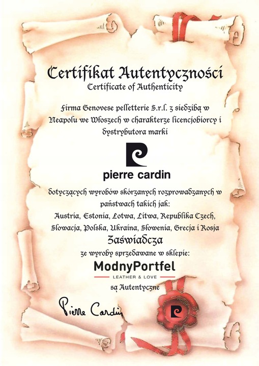 Portfel Męski Pierre Cardin Skórzany Czarny Pojemny RFID Torebka Certyfikat