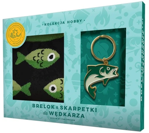 SKARPETKI I BRELOK DO KLUCZY DLA WĘDKARZA RYBY URODZINY FACETA DZIADKA TATY