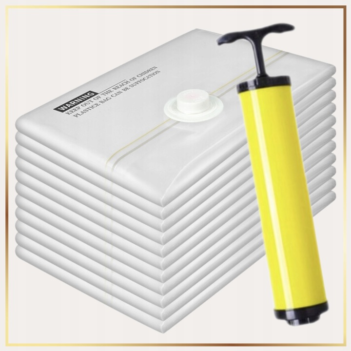 Zestaw worków próżniowych do ubrań Szczelne Mocne 10 sztuk 50x70 + Pompka