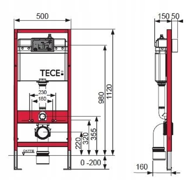 TECE Stelaż podtynkowy do WC 112 cm spłuczka Base TECEbase 9400407