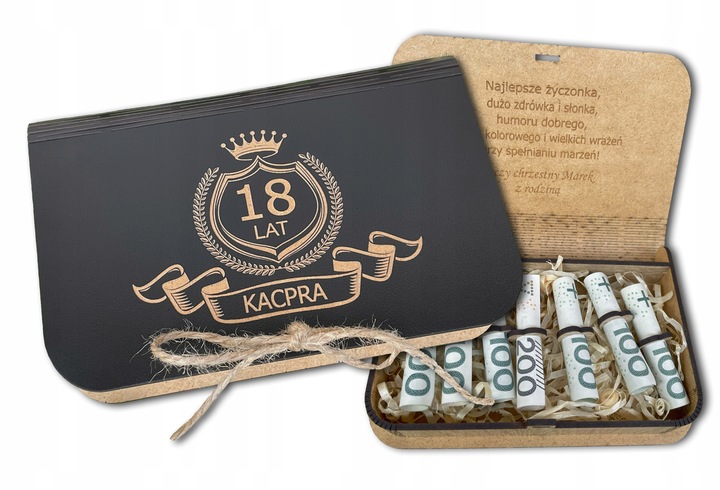 PUDEŁKO NA PIENIĄDZE PREZENT NA ROCZNICĘ URODZINY 18-40-100 LAT HD-KOLORY