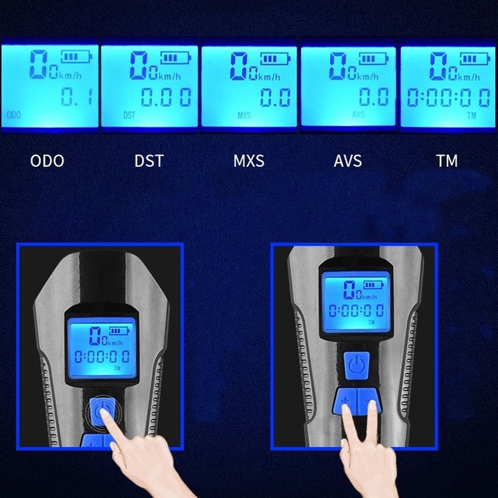 LAMPKA ROWEROWA AKUMULATOROWA LICZNIK KLAKSON PRZÓD TYŁ NA ROWER KABEL USB