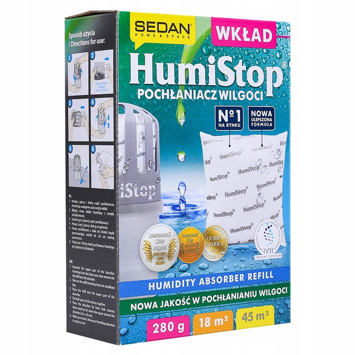 Pochłaniacz wilgoci Humistop - 2x urządzenie + 2x wkład 280g