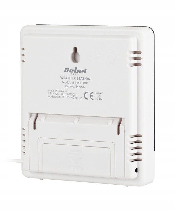 Stacja pogodowa bezprzewodowa na baterie termometr zegar Rebel