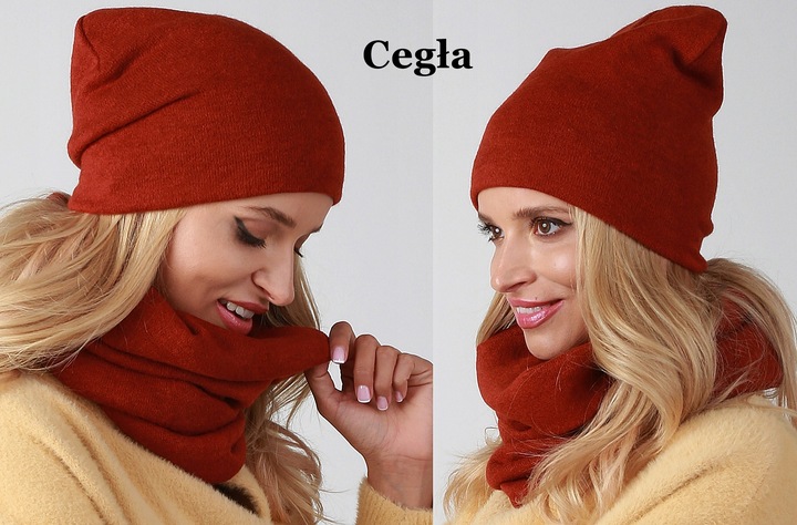 POLSKI Komplet CZAPKA + KOMIN Tunel Szal KOLORY Zestaw damski MODNY