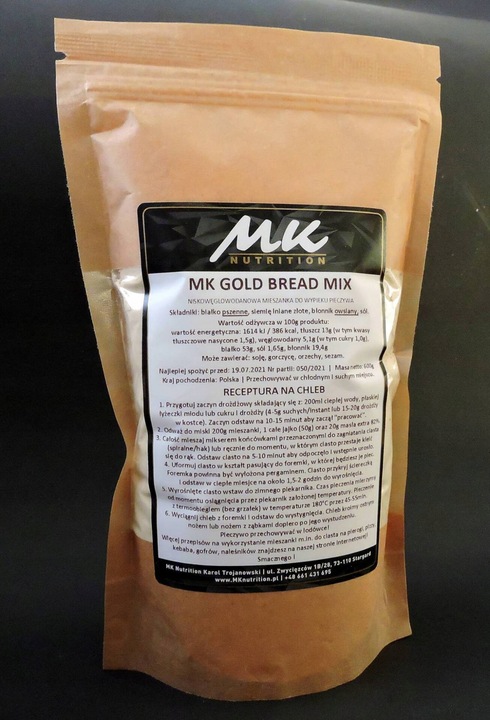 KETO CHLEB Mieszanka chlebowa wysokobiałkowa MK GOLD BREAD MIX 600g