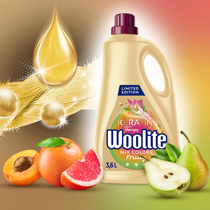 Woolite Płyn Do Prania KOLORÓW Owocowy Molerowy Zapach Keratin Therapy 3,6l