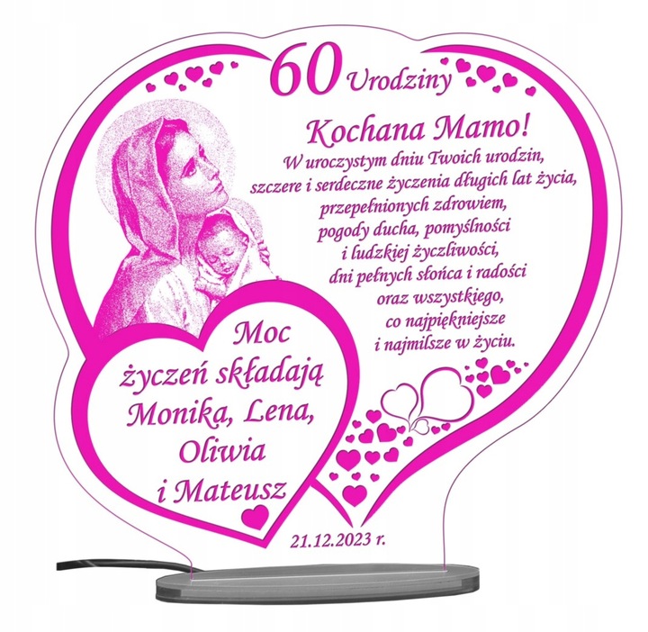 18 50 60 70 80 90 URODZINY STATUETKA PREZENT LED