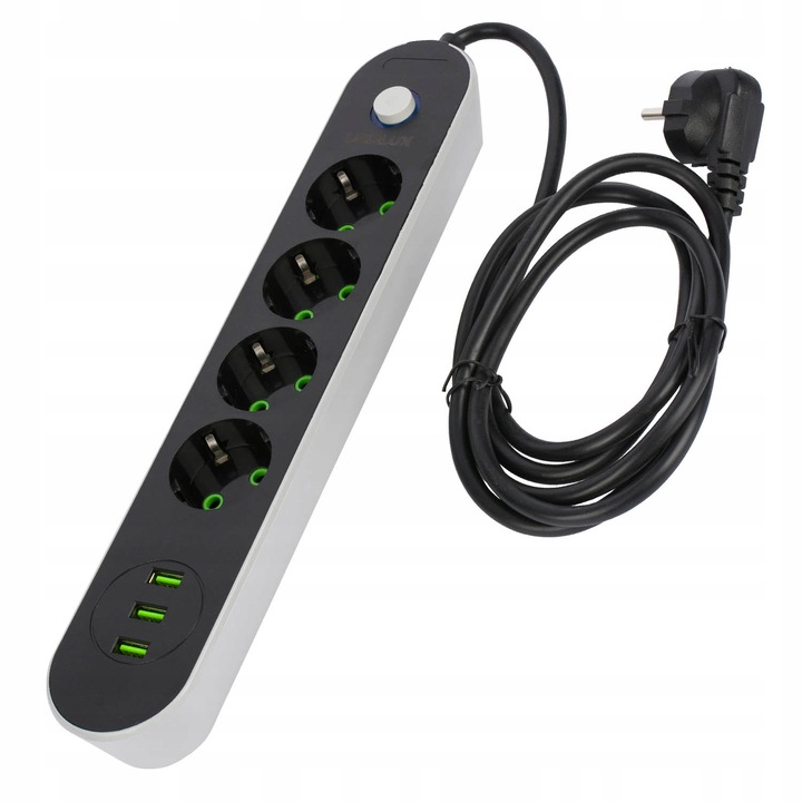 PRZEDŁUŻACZ listwa 2m 4 gniazda + 3x USB