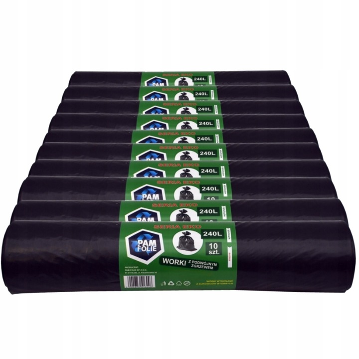 WORKI NA ŚMIECI 360L 100szt Uniwersalne Mocne Grube Czarne Duże Pam Folie