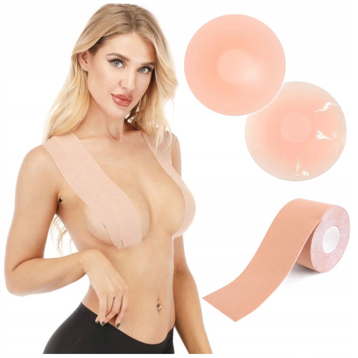 Taśma do biustu Biustonosz samonośny Naklejki na sutki PUSH UP Tape 7,5cm
