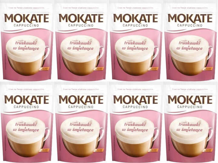 Pyszna Kawa Cappuccino Truskawka w Śmietance 110g Mokate x8