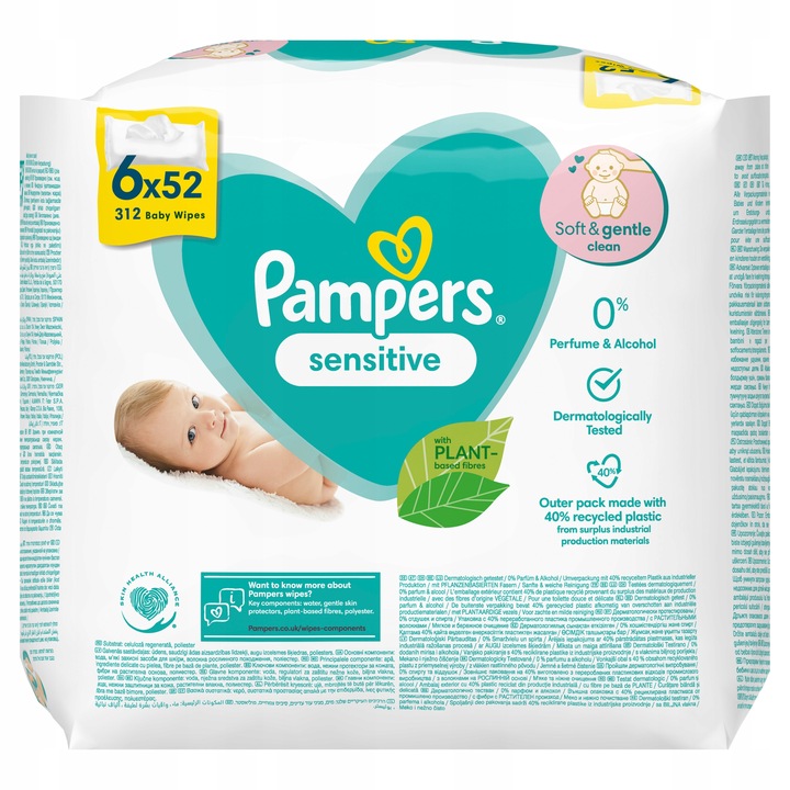Chusteczki nawilżane Pampers Sensitive 3 x 312 szt.