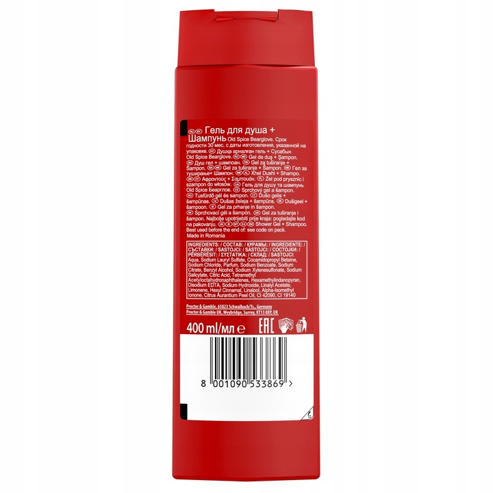 Old Spice Bearglove Żel męski pod prysznic i szampon 3w1, 6 x 400ml