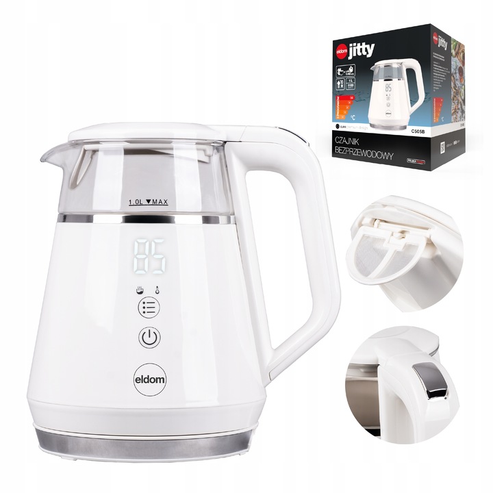 Czajnik bezprzewodowy z regulacją temperatury C505B Eldom 1100W 1L