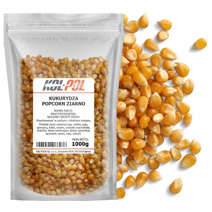 KUKURYDZA POPCORN 5kg Ziarno do prażenia bez soli naturalna jakość Kol-Pol