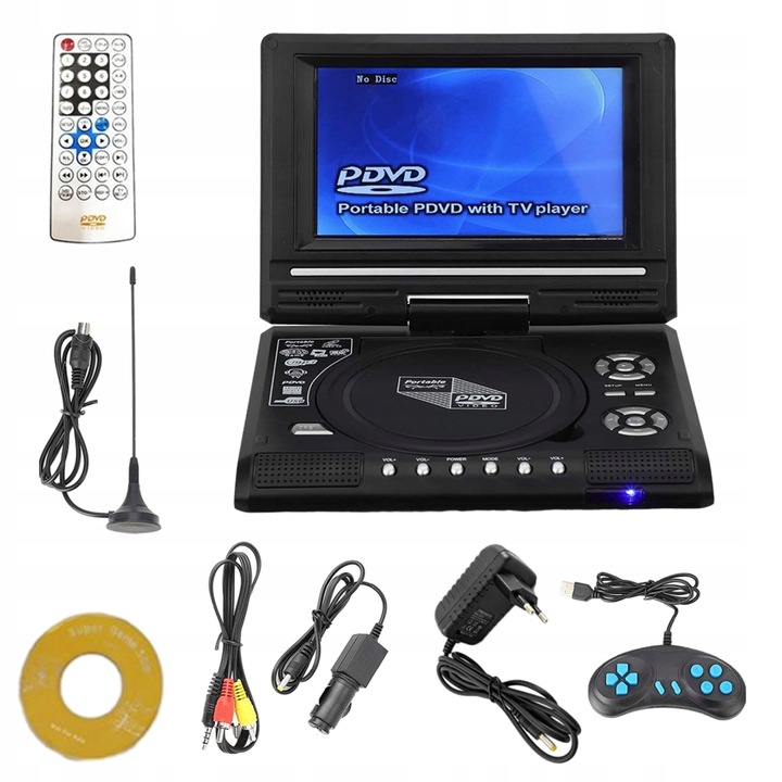 PRZENOŚNY ODTWARZACZ DVD O PRZEKĄTNEJ 7,8 CALA. ODTWARZACZ CD 800 MAH