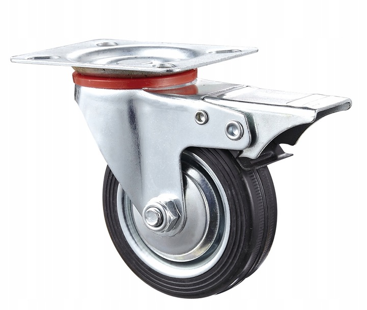 4x Kółka Obrotowe z Hamulcem Skrętne 125mm 400kg Gumowe Zestaw Do