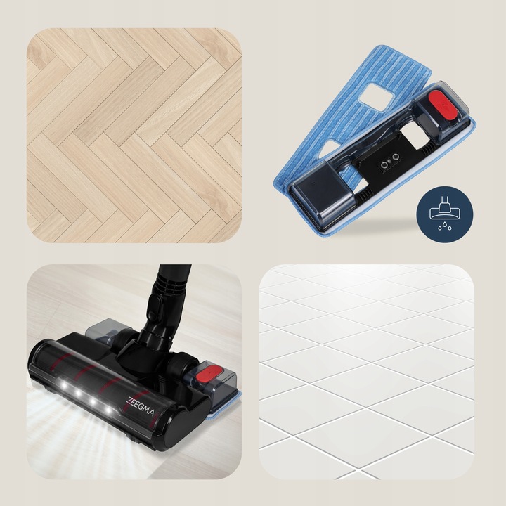 ODKURZACZ BEZPRZEWODOWY PIONOWY RĘCZNY BEZWORKOWY LEKKI MOP MOPUJĄCY 3 w 1