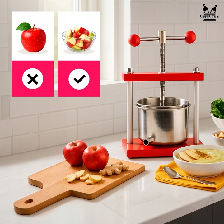 WYCISKARKA PRASA RĘCZNA DO WYCISKANIA OWOCÓW WINA SOKÓW 3L STAL