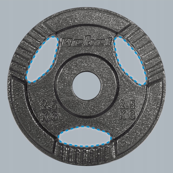 Obciążenie żeliwne zestaw 4x2.5kg 10kg otwór 31mm talerz z uchwytami REBEL