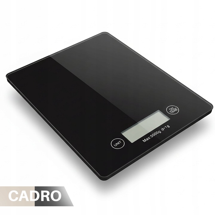 Waga kuchenna elektroniczna do odmierzania ważenia szklana 5 kg czarna