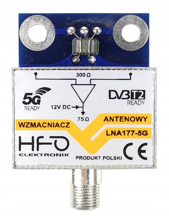 Wzmacniacz antenowy DVB-T2 dopuszkowy LNA-177 5G 27dB zasilanie 12V