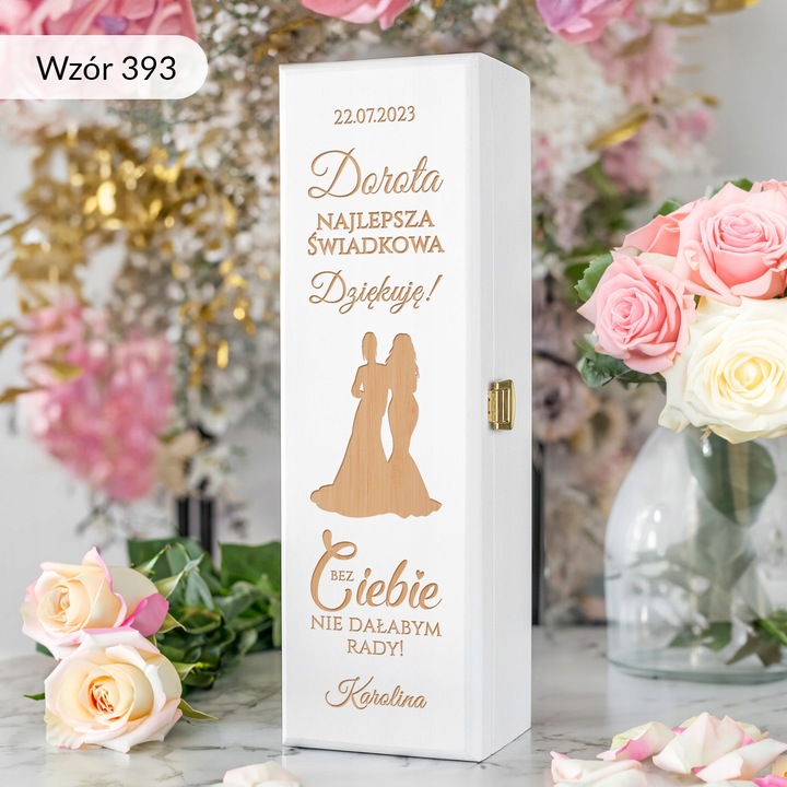 PODZIĘKOWANIE DLA ŚWIADKOWEJ SKRZYNKA NA WINO PREZENT DLA ŚWIADKOWEJ