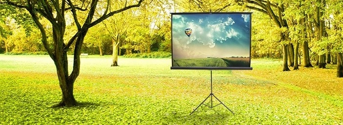 Duży EKRAN PROJEKCYJNY na statywie 200X200cm 112" HDREADY 4K