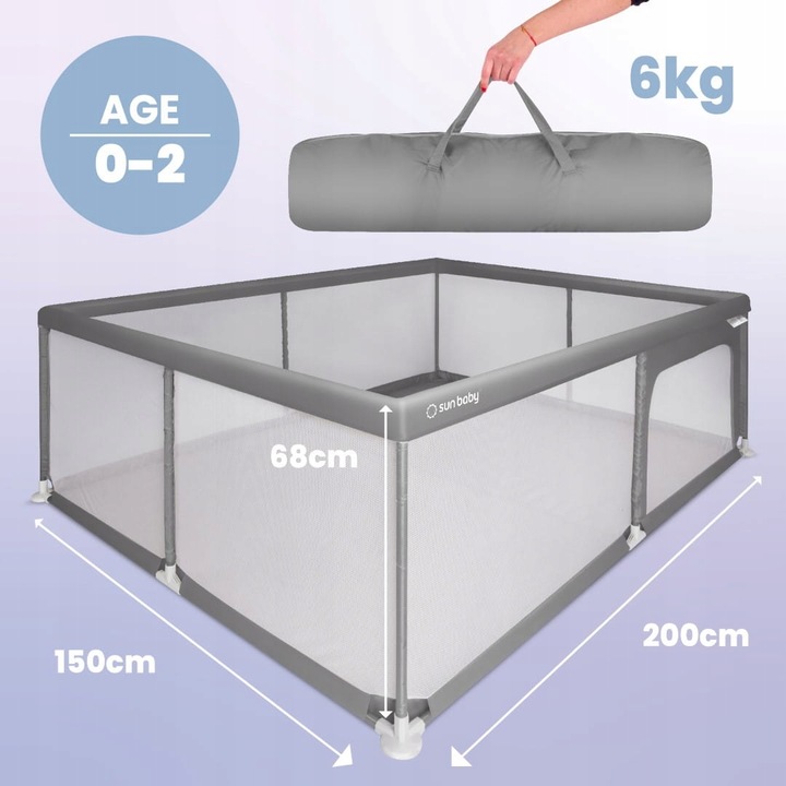 Duży Kojec dziecięcy łóżeczko Plac zabaw z podłogą Suchy basen 150x200
