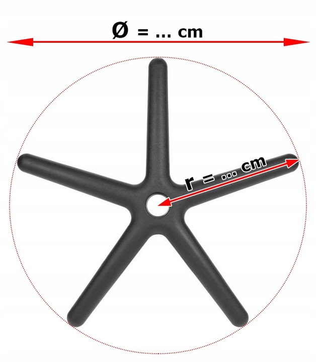 Podstawa fotela obrotowego uniwersalna krzyżak M L pięcioramienna 60