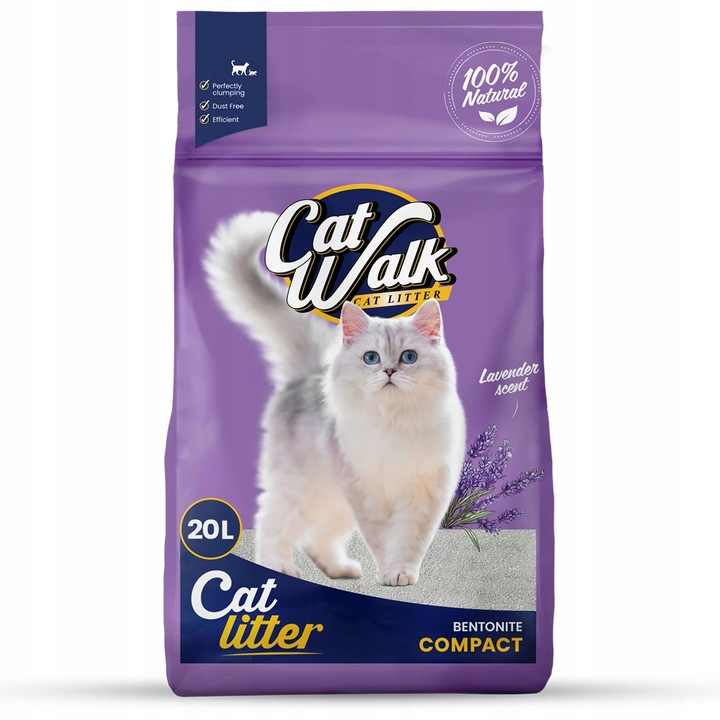 Żwirek dla kota bentonitowy zbrylający LAWENDOWY CatWalk Compact 20L