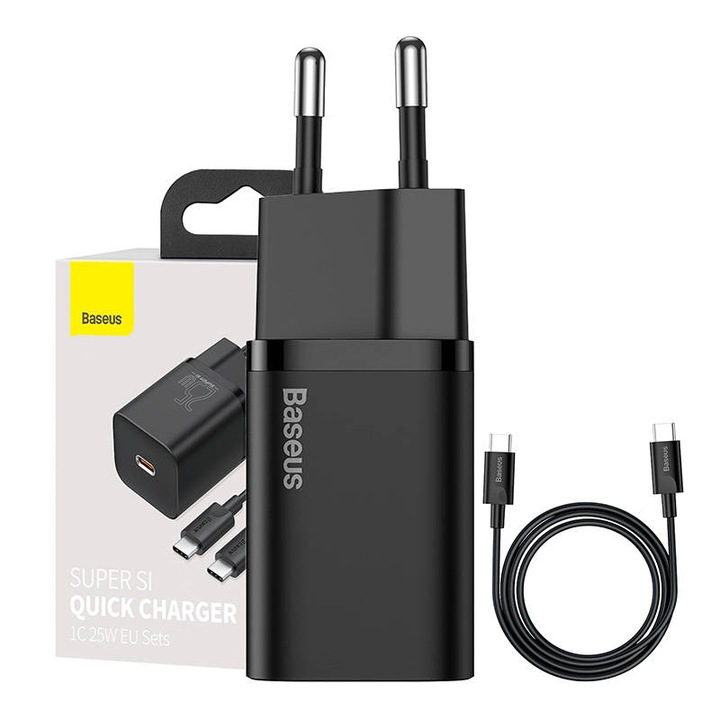 Szybka ładowarka sieciowa Baseus USB typ C + kabel USB-C - USB-C 25W 3A