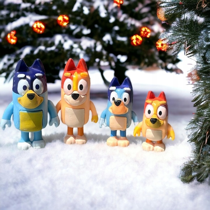 Zestaw Figurek z Bajki BLUEY & FAMILY RODZINA BINGO RADOSNA ZABAWA 4 SZT