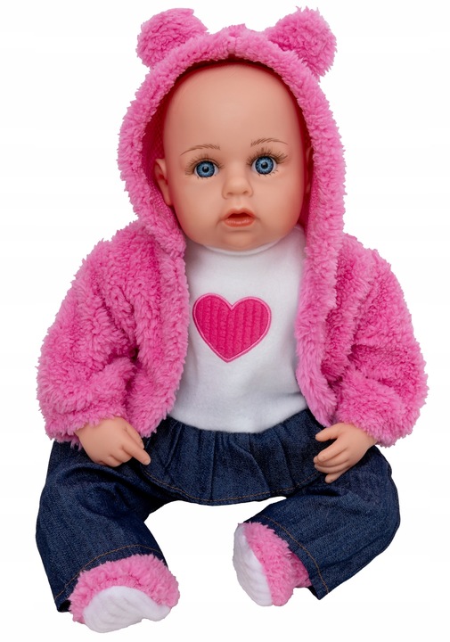 DUŻA LALKA BOBAS 45 cm mówi śpiewa po PL + SMOCZEK + BUTELKI + PAMPERSY