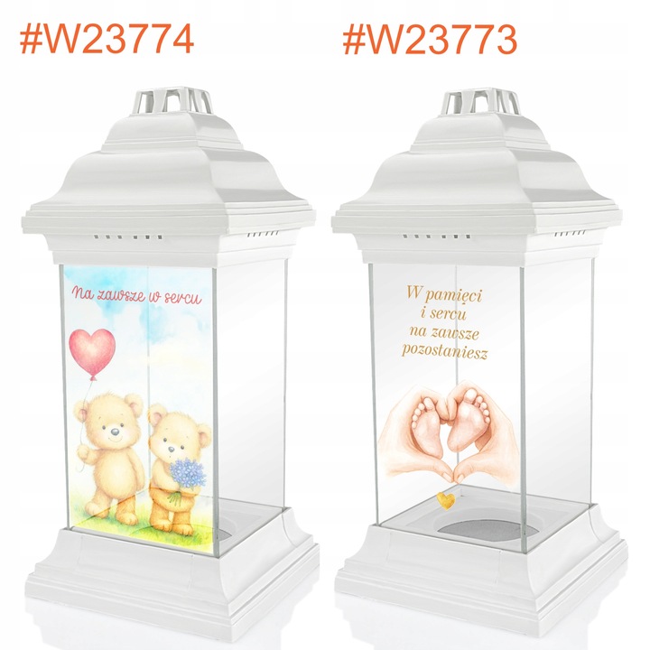 Znicz na Grób Dziecka Kapliczka Biały Witrażowy z Aniołem dla Syna