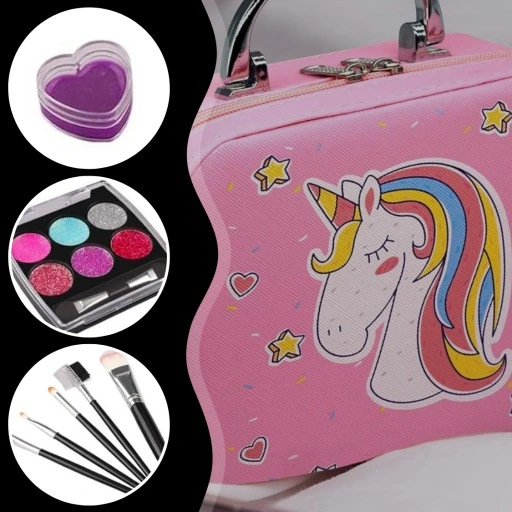 KUFEREK KOSMETYKÓW ZESTAW DO MAKIJAŻU I PAZNOKCI JEDNOROŻEC DZIECI PREZENT