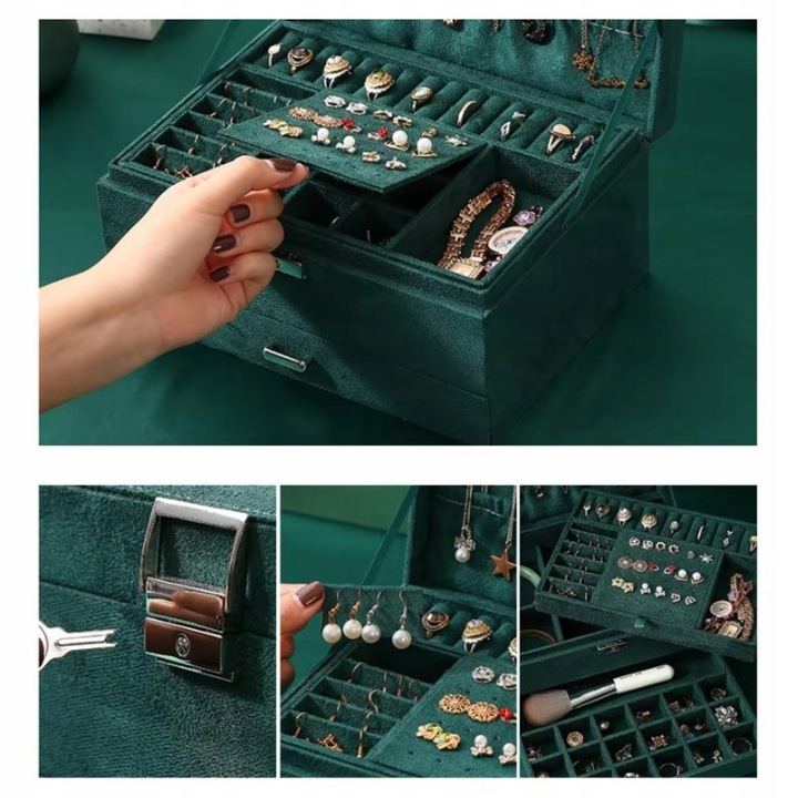 SZKATUŁKA NA BIŻUTERIĘ KUFEREK PUDEŁKO ORGANIZER ELEGANCKI POJEMNY BOX F6
