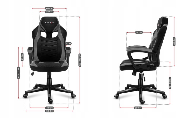 Fotel Gamingowy Gracza obrotowy Tilt HUZARO Force 2.5 GREY MESH