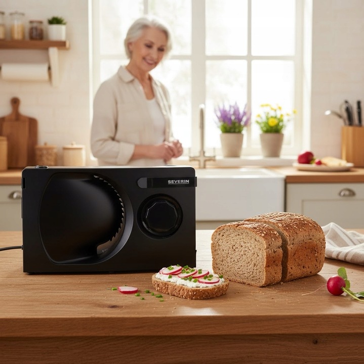 KRAJALNICA ELEKTRYCZNA SLICER CHLEB WEDLINY SERY REGULACJA SEVERIN