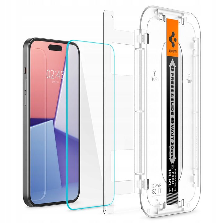 Szkło hartowane Spigen do iPhone 15 / 16, do etui, z aplikatorem, 2 sztuki