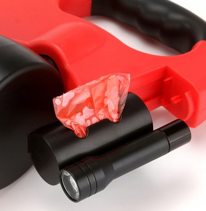 SMYCZ DLA PSA PODWÓJNA AUTOMATYCZNA NA 2 PSY Z BLOKADĄ LATARKA WORECZKI 3M