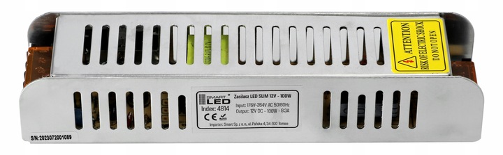 Zasilacz 12V do taśma LED 8,5A 100W slim montażowy modułowy przemysłowy