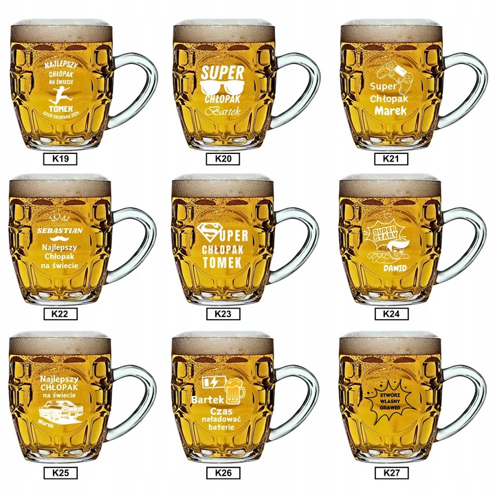 Prezent dla taty chłopaka na święta Kufel do piwa z grawerem + otwieracz