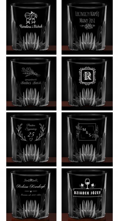 Karafka 6 Szklanek Zestaw do Whisky z Grawerem Prezent na Urodziny Imieniny